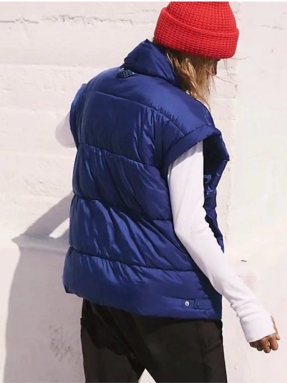 NEW Free People Movement In A Bubble Puffer Vest Oversized in Blue Large
